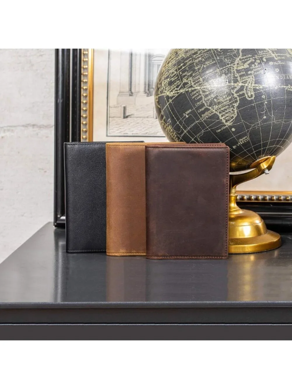 Slim RFID Blocking Leather Passport Holder & Travel Bifold Wallet for Men